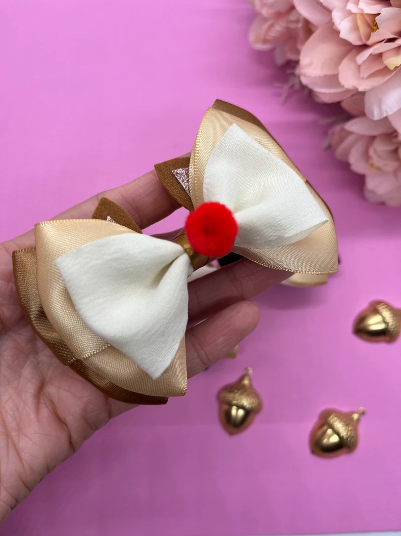 Chipmunk Inspired Hair Bows