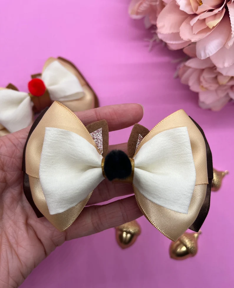 Chipmunk Inspired Hair Bows