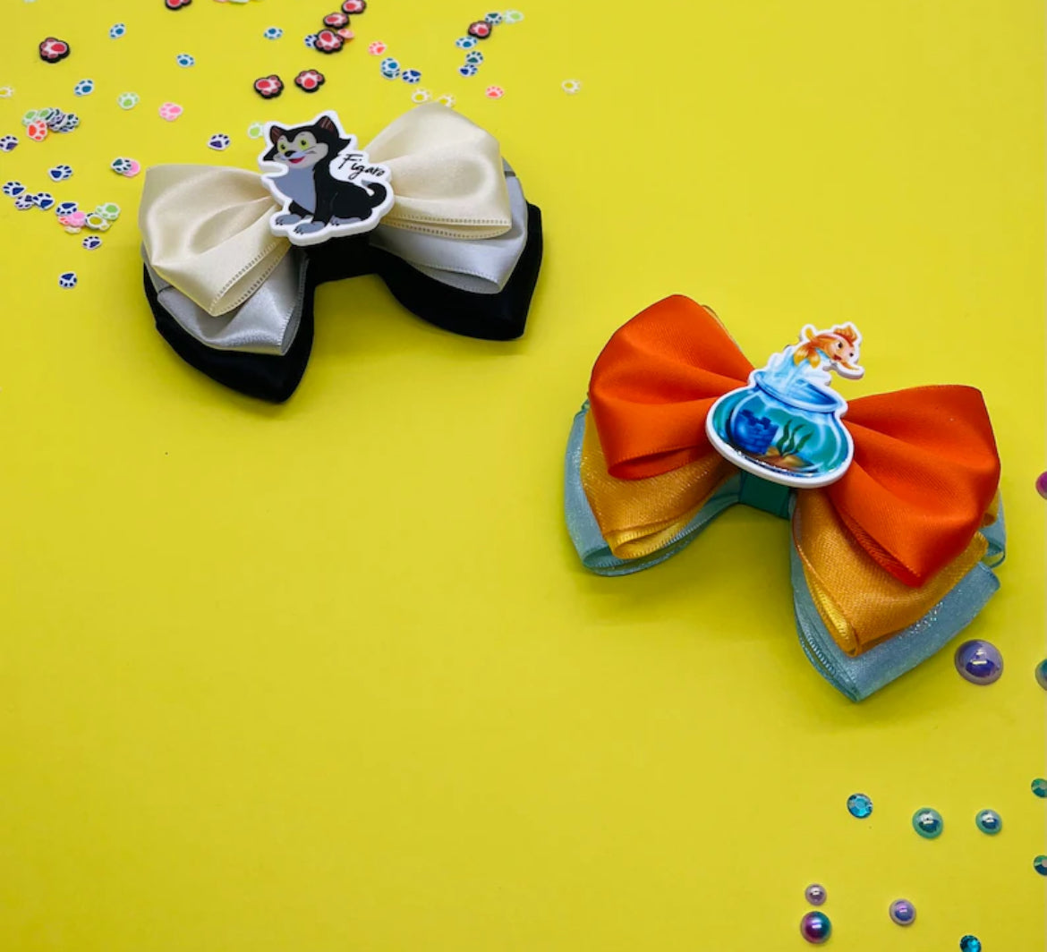 Cat and Fish Inspired Hair Bows