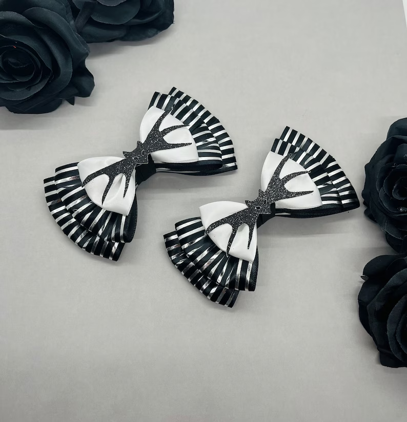 Skeleton Inspired Hair Bow