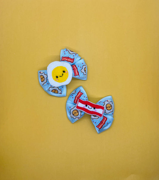 Mini Eggs and Bacon Inspired Hair Bows