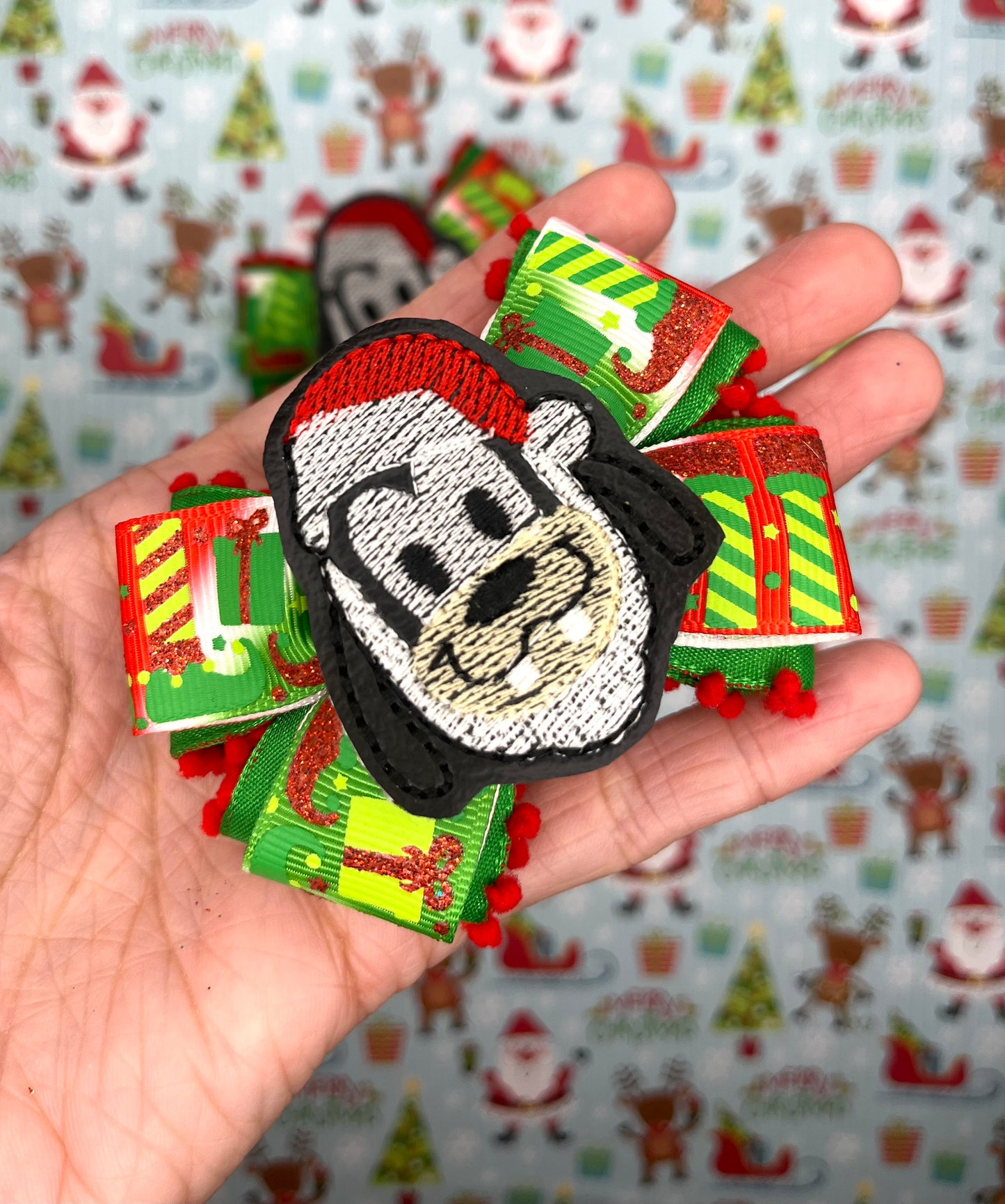 Mini Santa Inspired Hair Bow