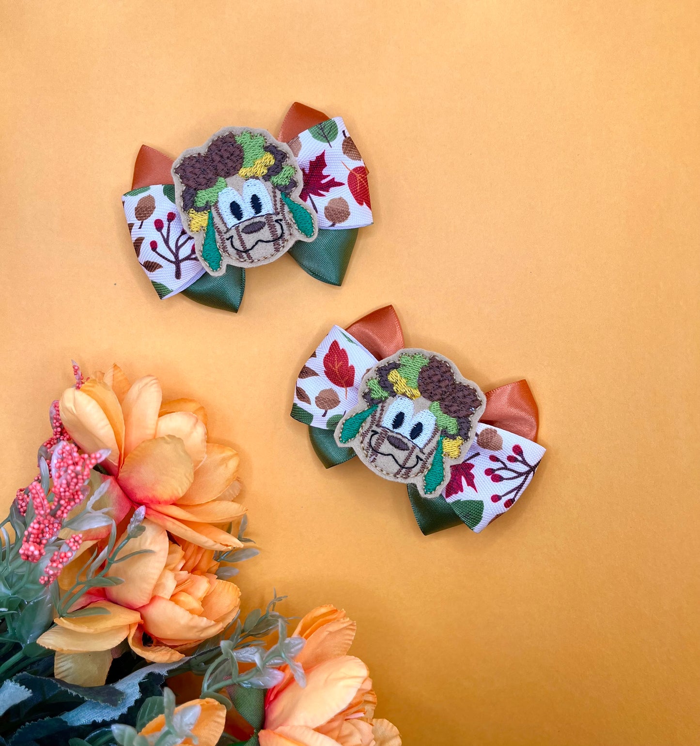 Mini Fall Dog Inspired Hair Bow